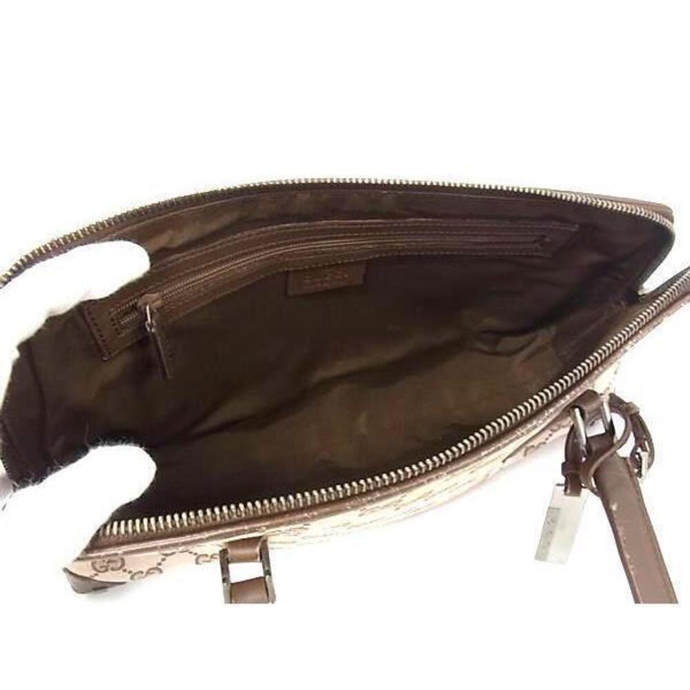 GUCCI GG Canvas Leather Handbag Shoulder Bag Brown - Picture 6 of 6
